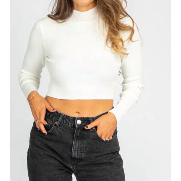 NEW BLUE BLUSH open back mockneck sweater in ivory - Picture 2 of 5